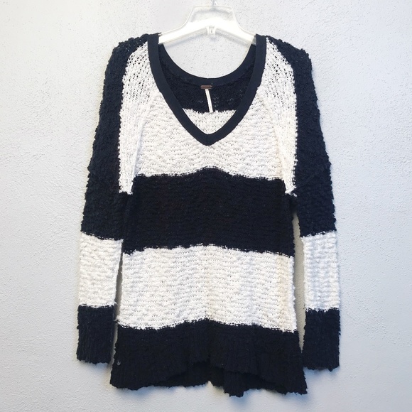 Free People Sweaters - Free People Long Sleeve Black/White Sweater